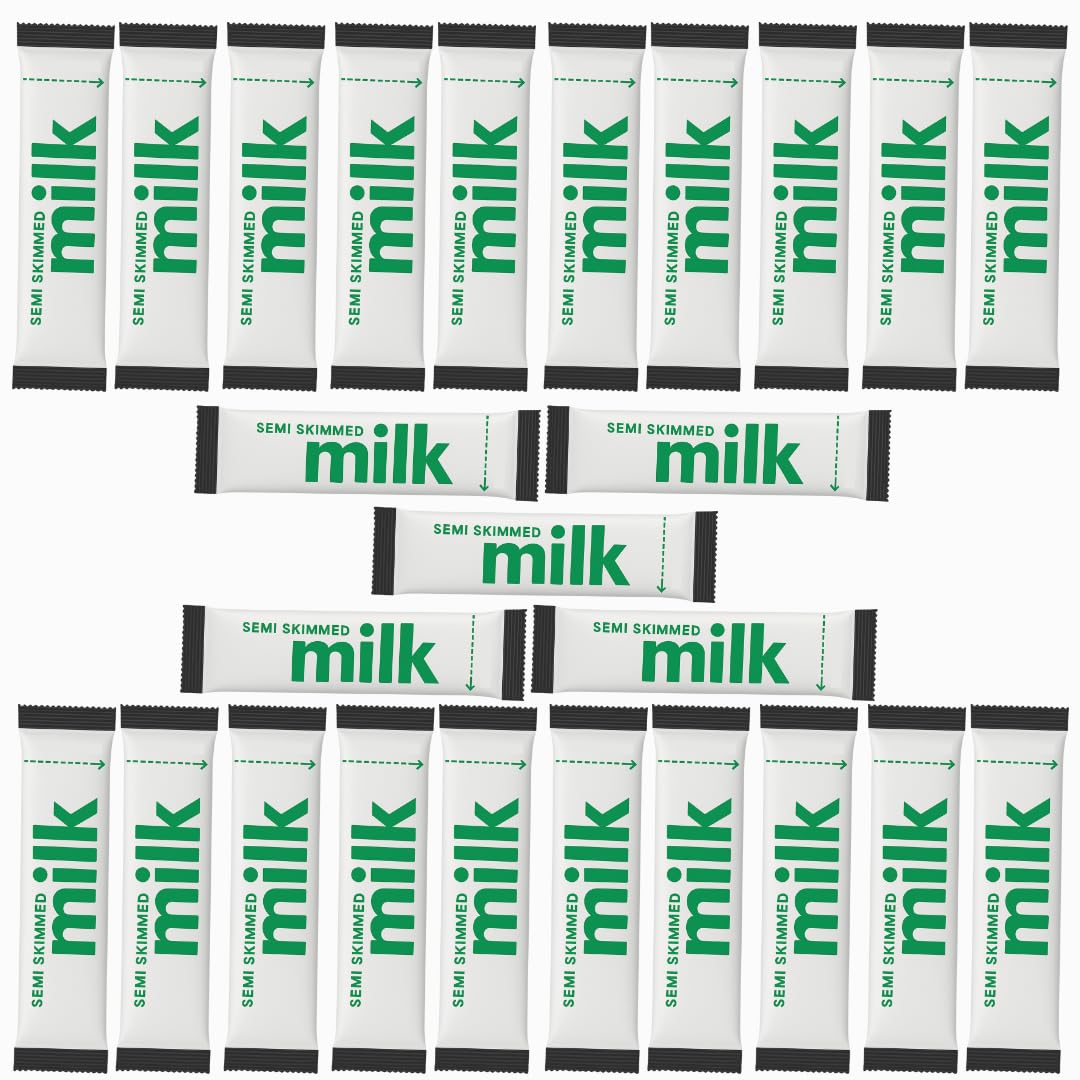 WoodzyCo Milk Stick Sachets Semi Skimmed UHT 10ml 25 Pack Multi Pack Travel On The Go