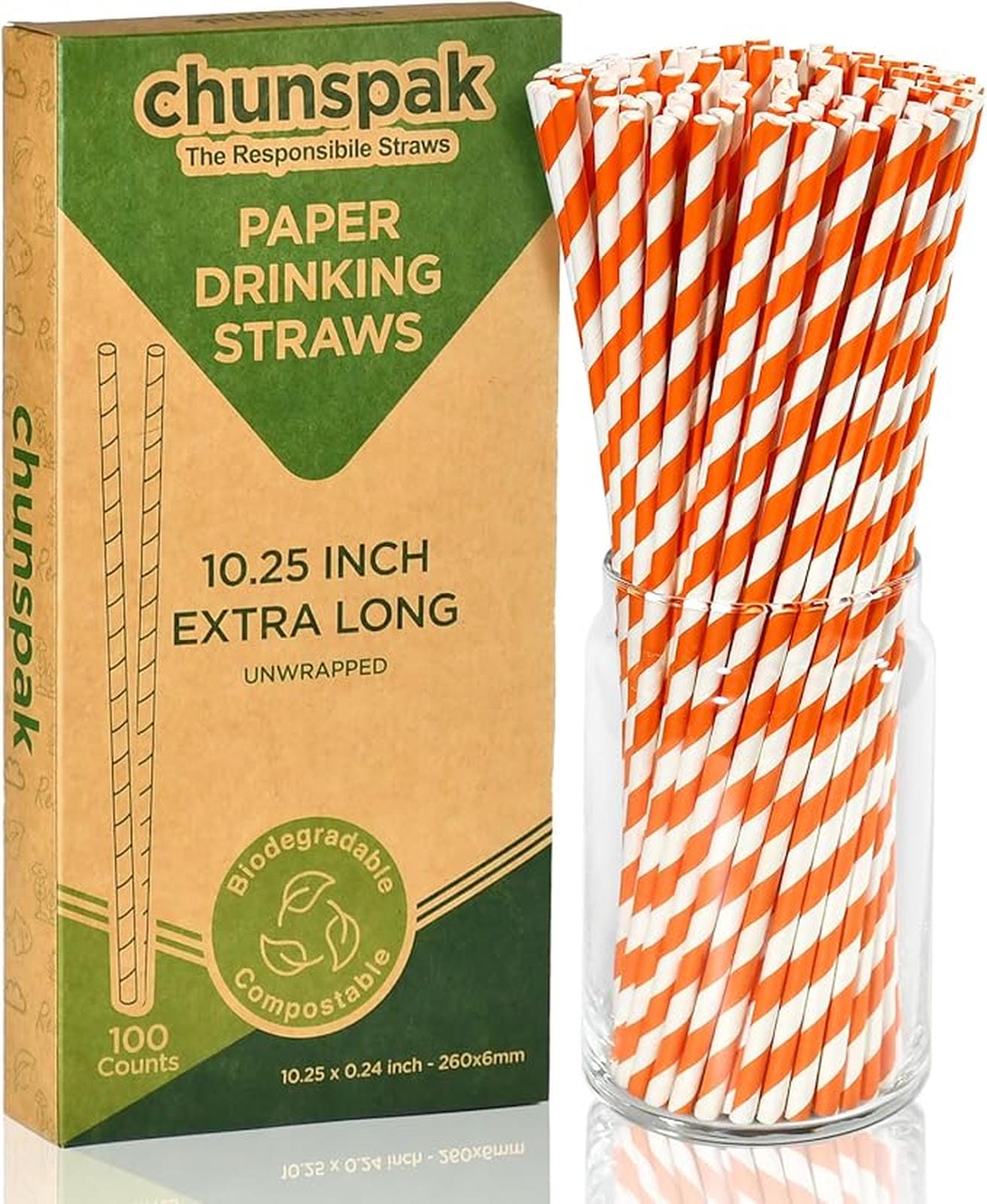 Big Time Orange Paper Straw