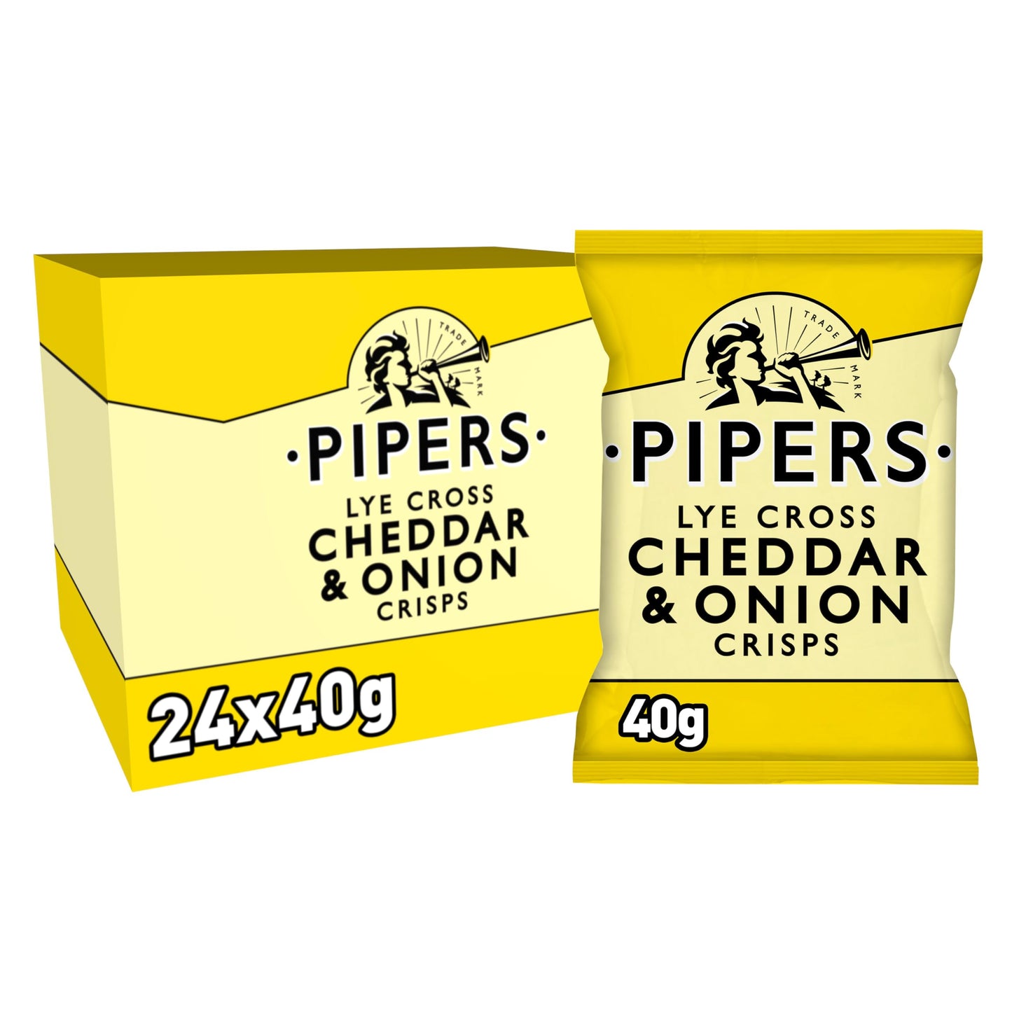 Pipers Lye Cross Cheddar & Onion Crisps 40g – 24 x 40g