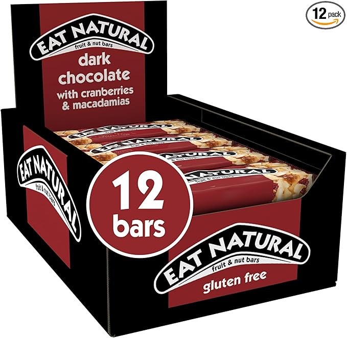 Eat Natural Dark Chocolate with Cranberries & Macadamias Fruit & Nut Bars 40g – 12 x 40g
