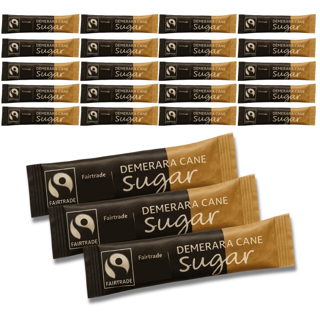 WoodzyCo Exclusive Brown Demerara Sugar Sticks Individually Wrapped Pack of 50 Sticks for Travel