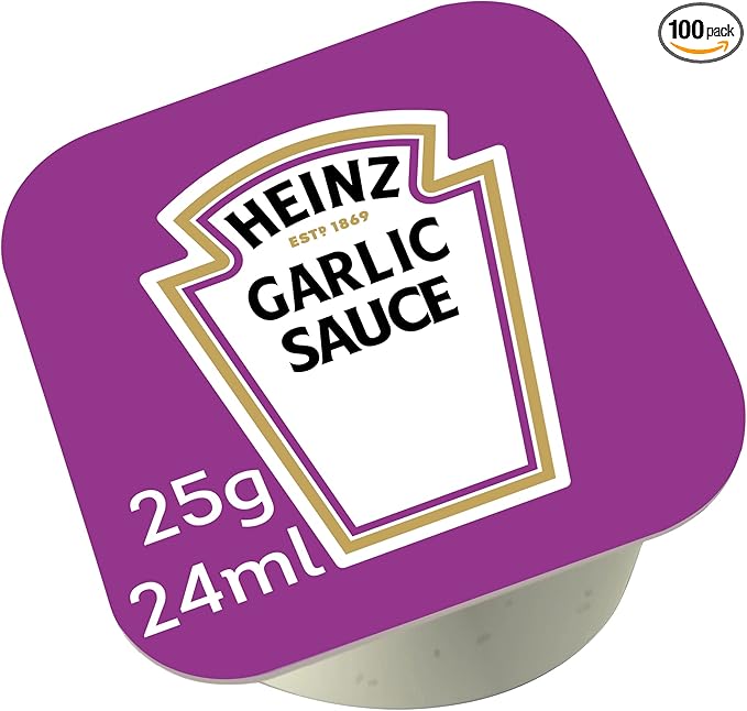 Heinz Garlic Sauce Dip Pots 25 g Case of 100 x 25 g Foodservice For Retail And Catering Use