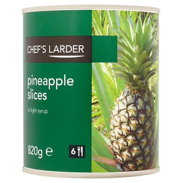 Chef's Larder Pineapple Slices Light Syrup 820g 1 X 820g Ready to Use Canned Fruit