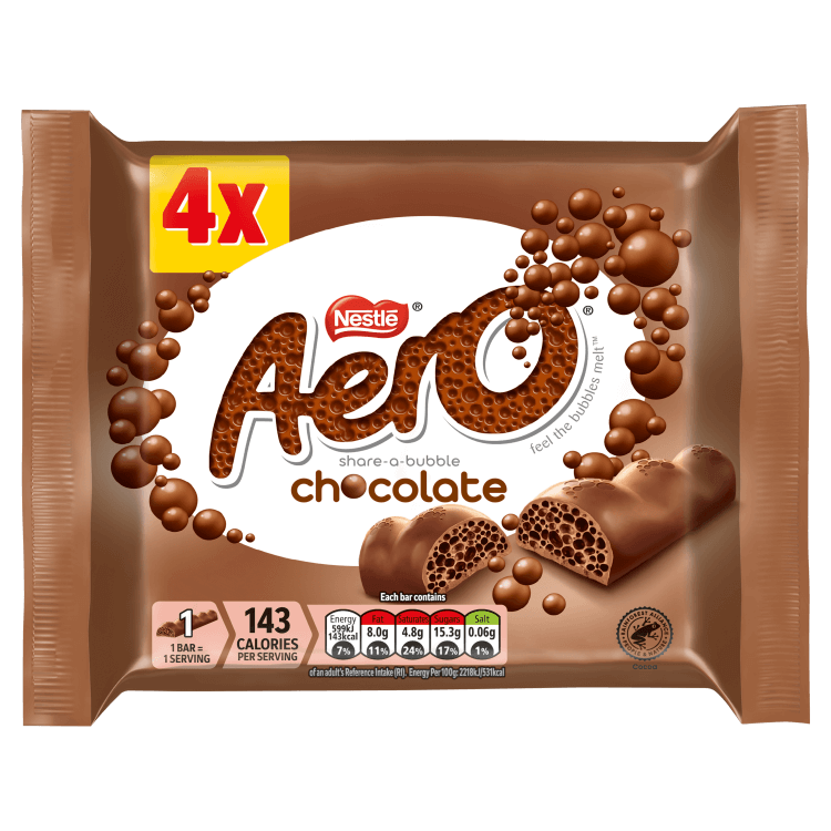 Aero Bubbly Milk Chocolate Bar 4 Pack Multipack 108g – 14 x 108g