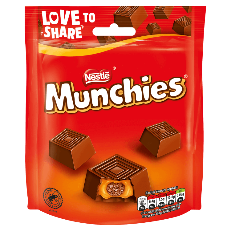 Munchies Milk Chocolate & Caramel Tube 52g – 36 x 52g