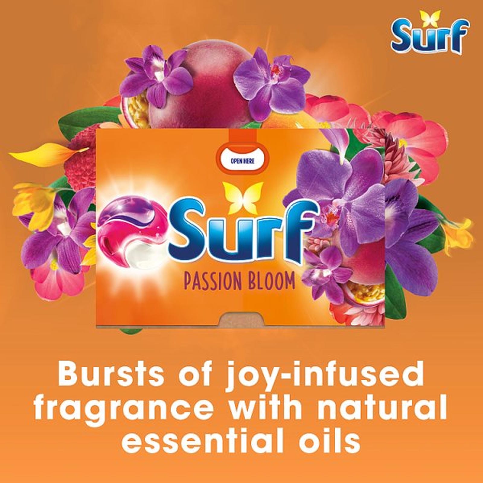 Surf 3 in 1 Laundry Washing Detergent Capsules Passion Bloom 15 washes
