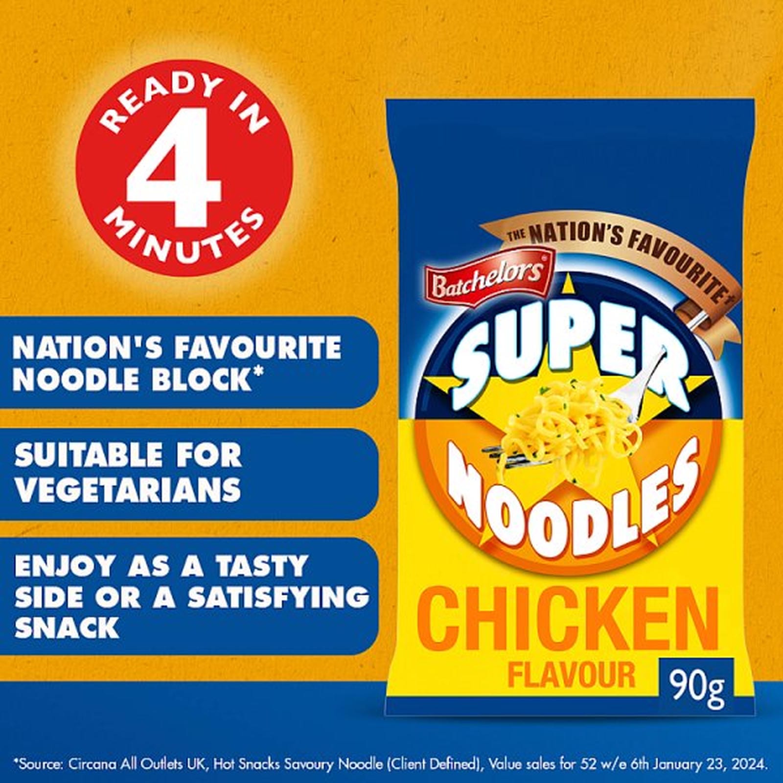 Batchelors Super Noodles Chicken & Mushroom Flavour Noodle Block 90g