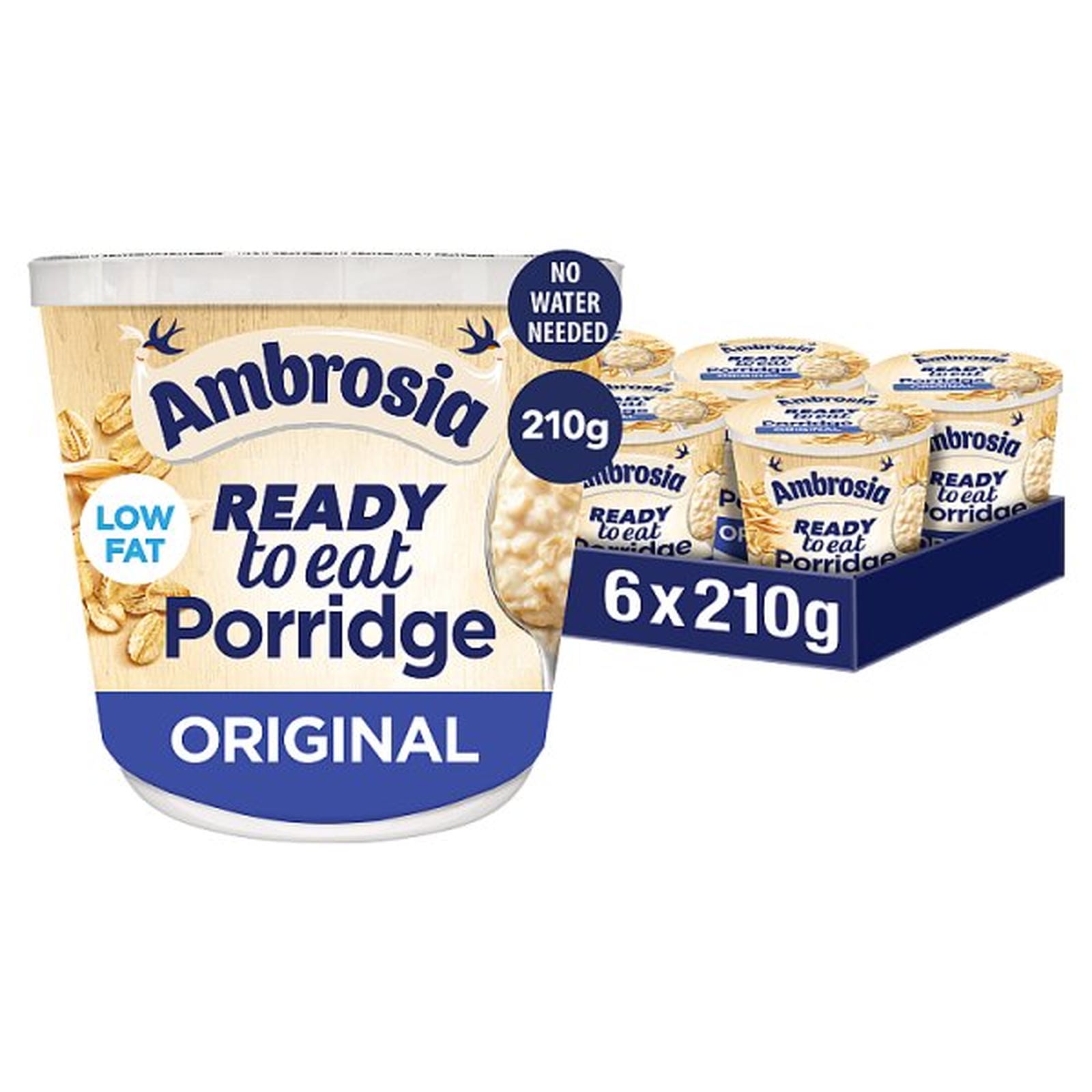 Ambrosia Ready to Eat Porridge Oat Cereal Pot Original 210g