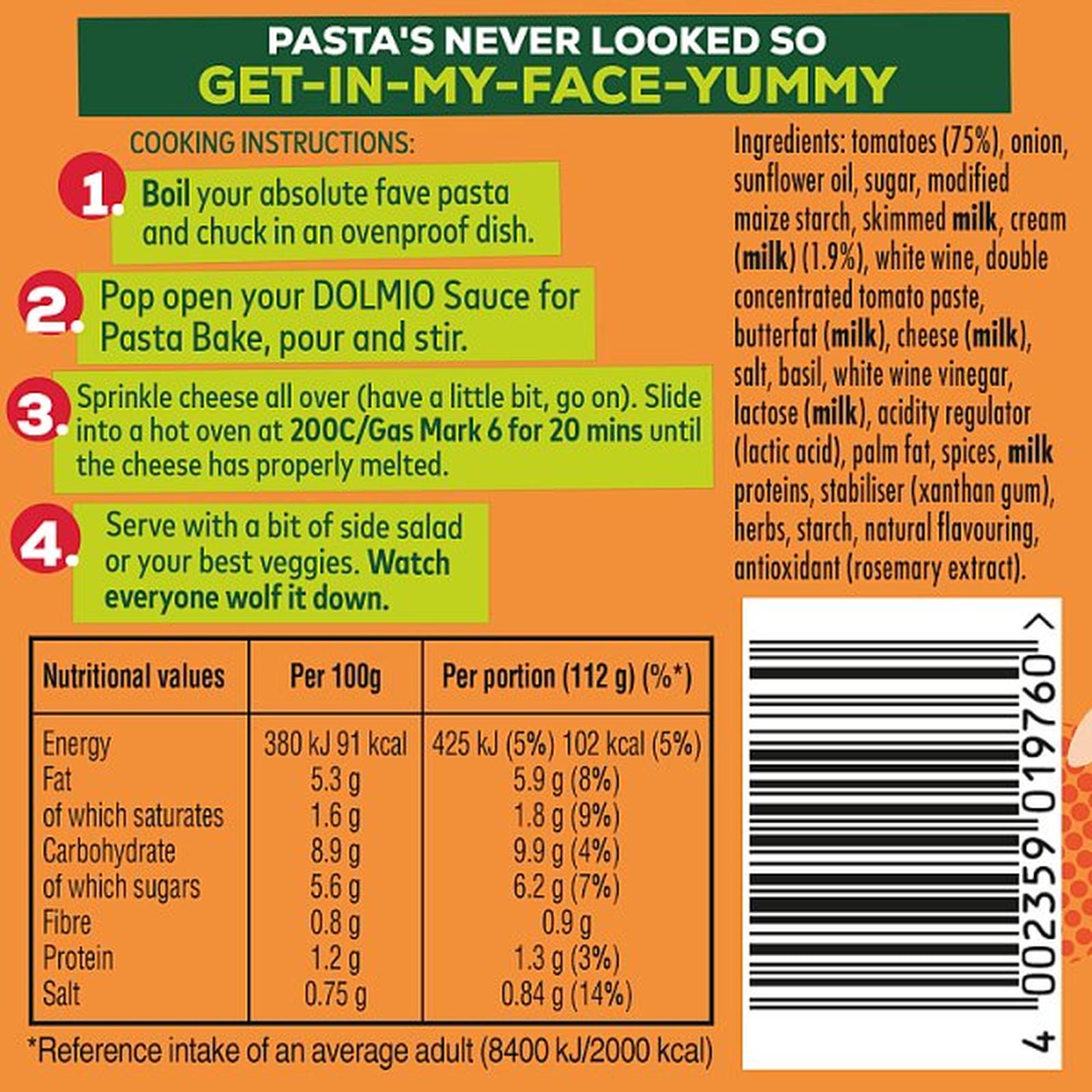 Dolmio Pasta Bake Sauce Creamy Tomato 450g PMP £2.19