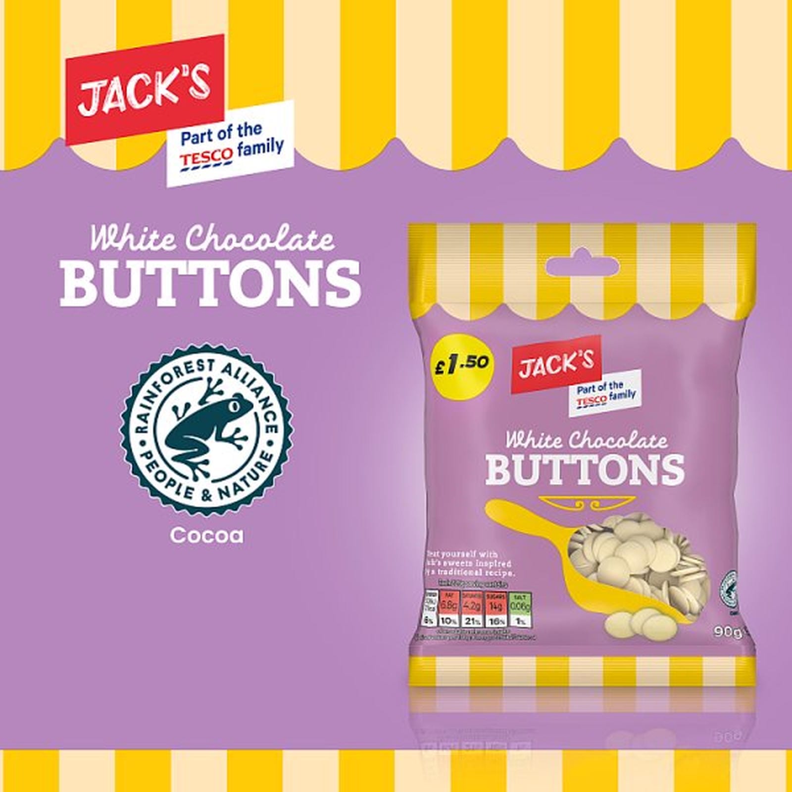 Jack's White Chocolate Buttons 90g