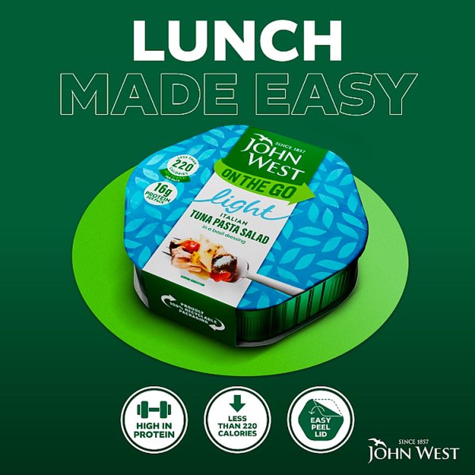 John West on the Go Light Italian Tuna Pasta Salad 220g