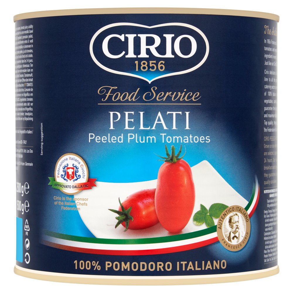 Cirio Food Service Pelati Tomatoes Peeled Plum 2.5kg Catering Size Trade Single Pack
