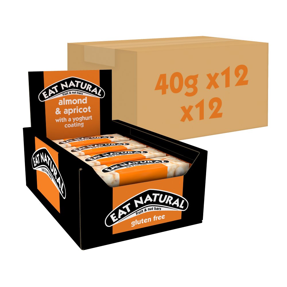 Eat Natural Almond & Apricot with a Yoghurt Coating Fruit & Nut Bars 40g – 12 x 40g
