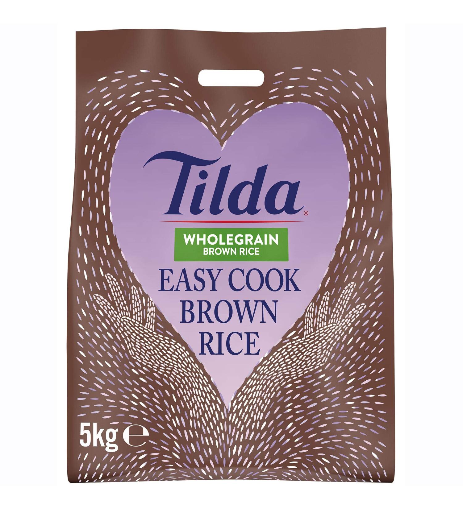 Tilda Easy Cook Wholegrain Brown Rice 5kg Pack Versatile Cooking For Quick Hearty Meals