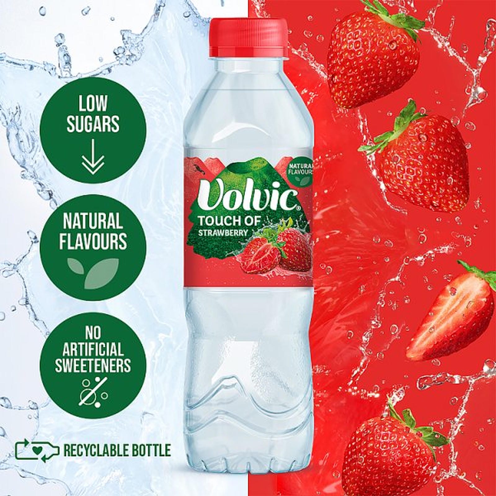 Volvic Touch of Fruit Low Sugar Strawberry Natural Flavoured Water 12 x 500ml