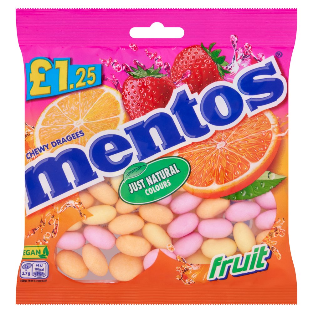 Mentos Chewy Dragees Fruit 135g – 12 x 135g