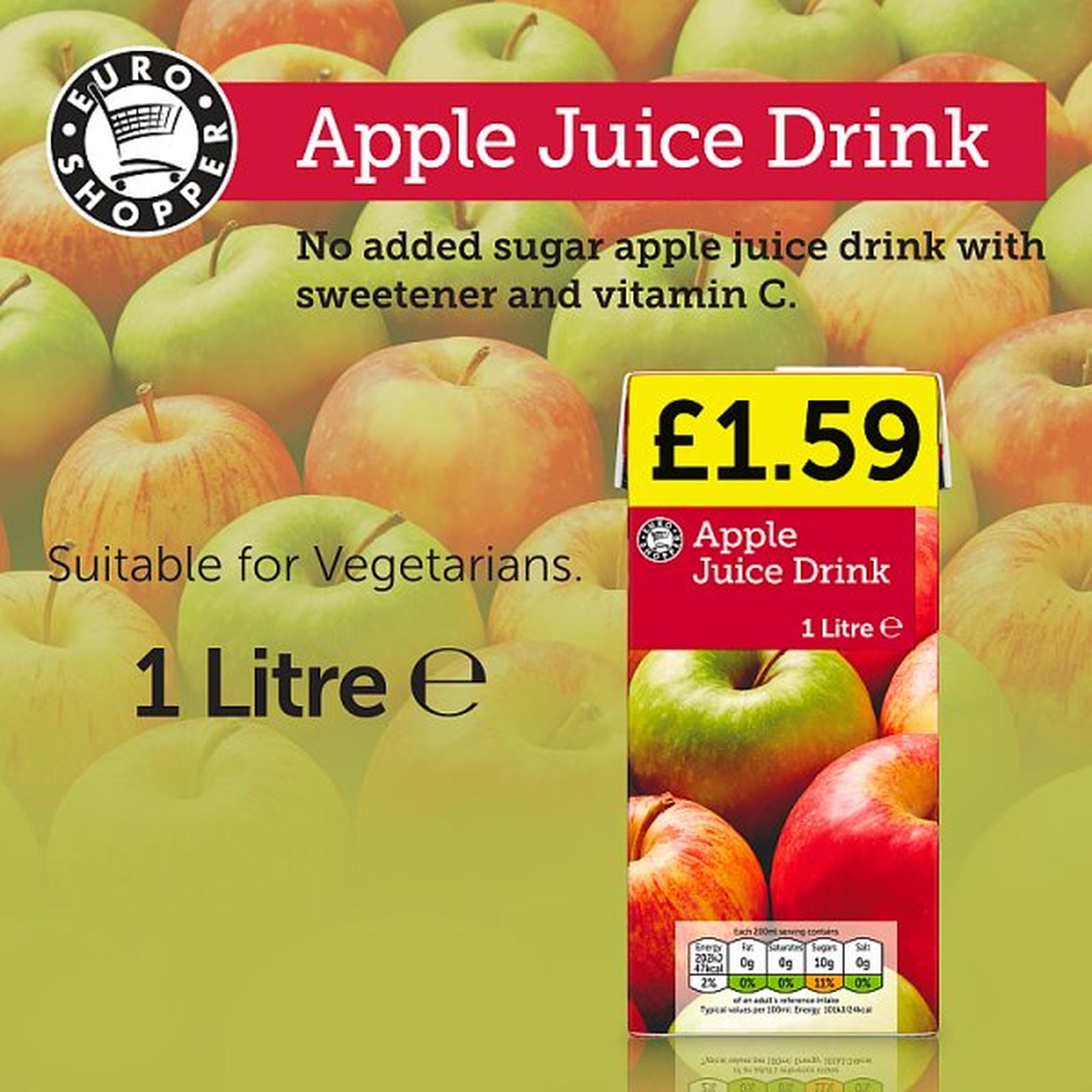 Euro Shopper Apple Juice Drink 1 Litre