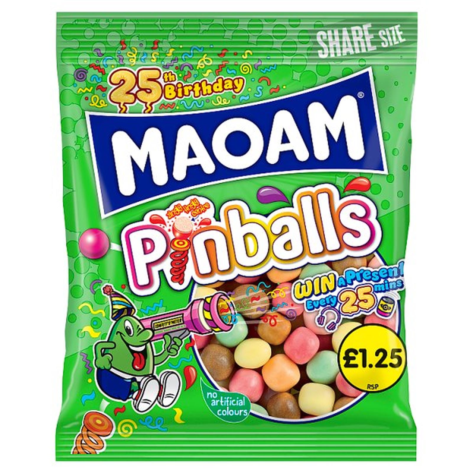 MAOAM Pinballs Fruit & Cola Flavour Chewy Sweets Sharing Bag 140g