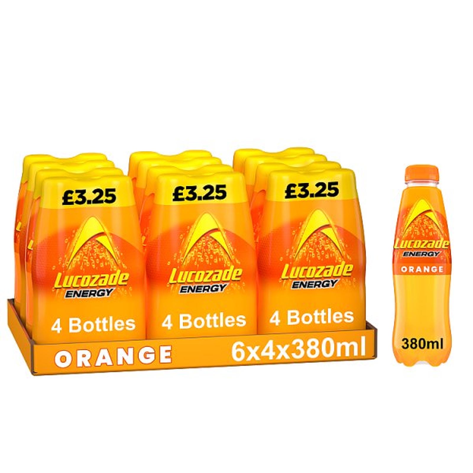 Lucozade Energy Drink Orange 4 x 380ml PMP £3.25