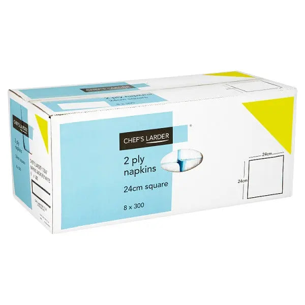 Chef's Larder 300 Napkins 2 Ply White 24cm – 8 x 300s
