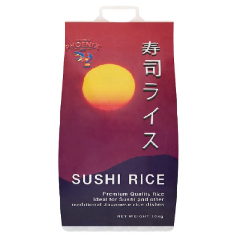 Double Phoenix Sushi Rice 10kg Pack 1 x 10kg for Sushi Preparation, Nigiri and Everyday Cooking