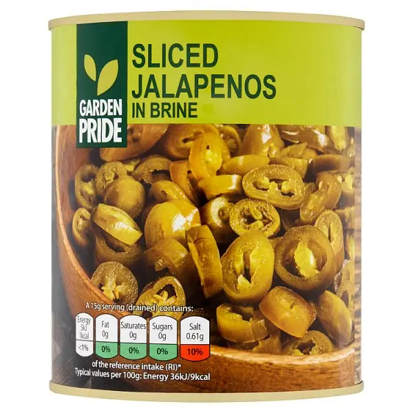 Garden Pride Sliced Jalapenos in Brine 800g Case of 12 Foodservice Multi Pack For Retail And Catering
