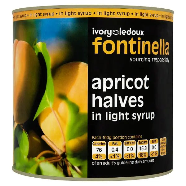 Ivorys Ledoux Fontinella Apricot Halves In Light Syrup 2.5kg Bulk 6 x 2.5kg Foodservice Multi Pack