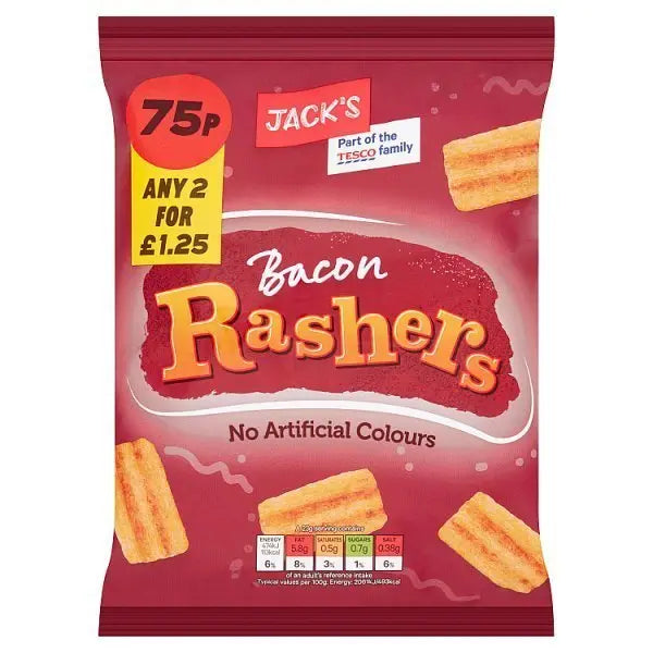 Jack's Bacon Rashers 60g – 18 x 60g