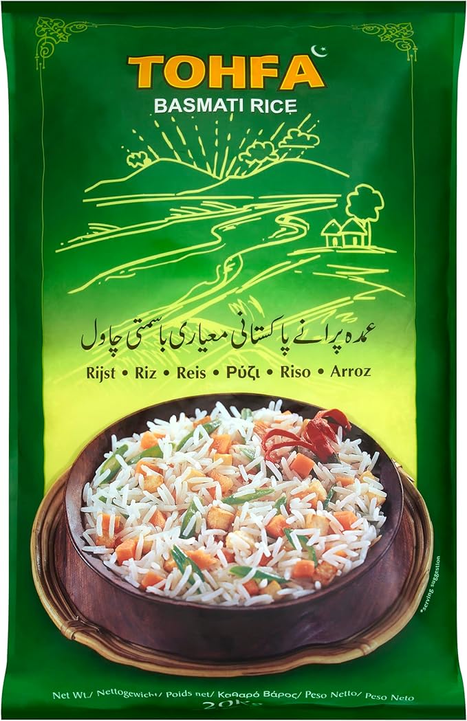 TOHFA Basmati Rice Foodservice Bulk 20kg For Bulk Use In Kitchens Reliable Ingredient For Everyday Cooking 1 X 20kg