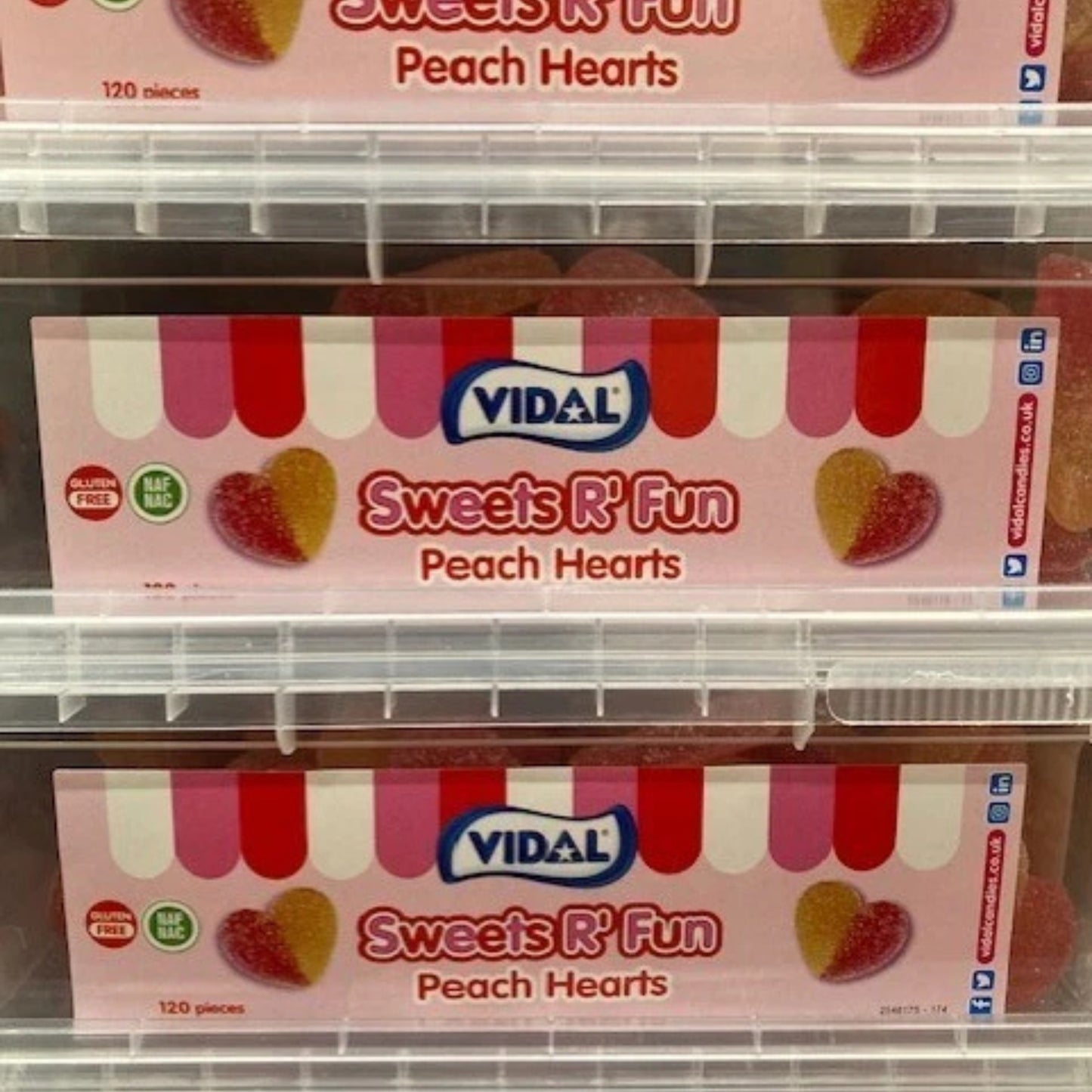Vidal Sweets R' Fun Peach Hearts 120 Pieces 780g – 6 x 120pcs