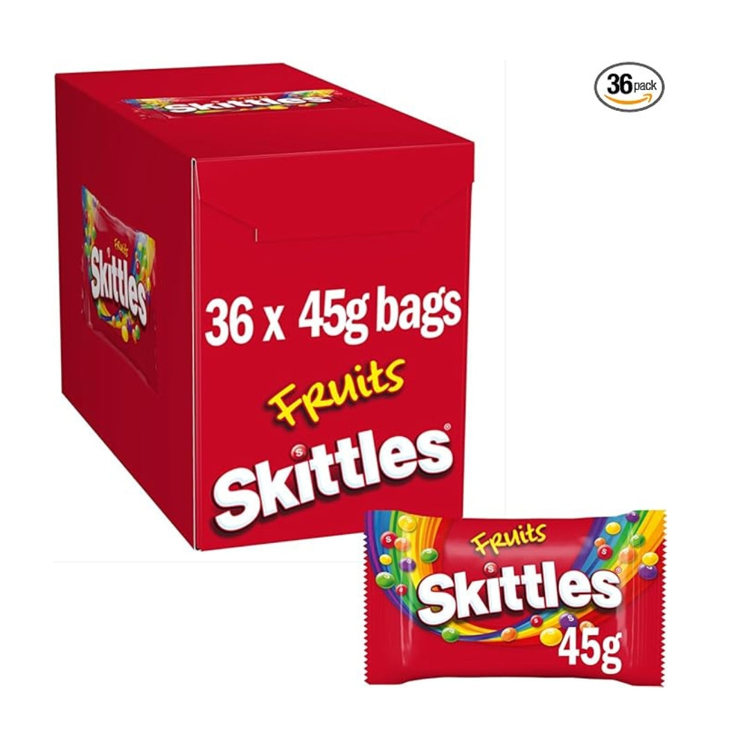 Skittles Vegan Chewy Sweets Fruit Flavoured Bag 45g – 36 x 45g