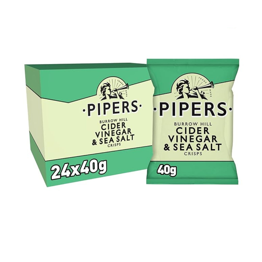 Pipers Burrow Hill Cider Vinegar & Sea Salt Crisps 40g – 24 x 40g