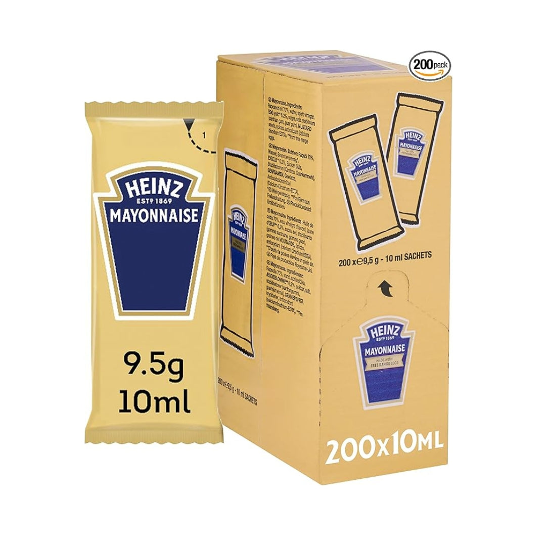 Heinz Mayonnaise Sachets Bulk Foodservice Multi Pack 200 x 10ml Case Of 200 Sachets