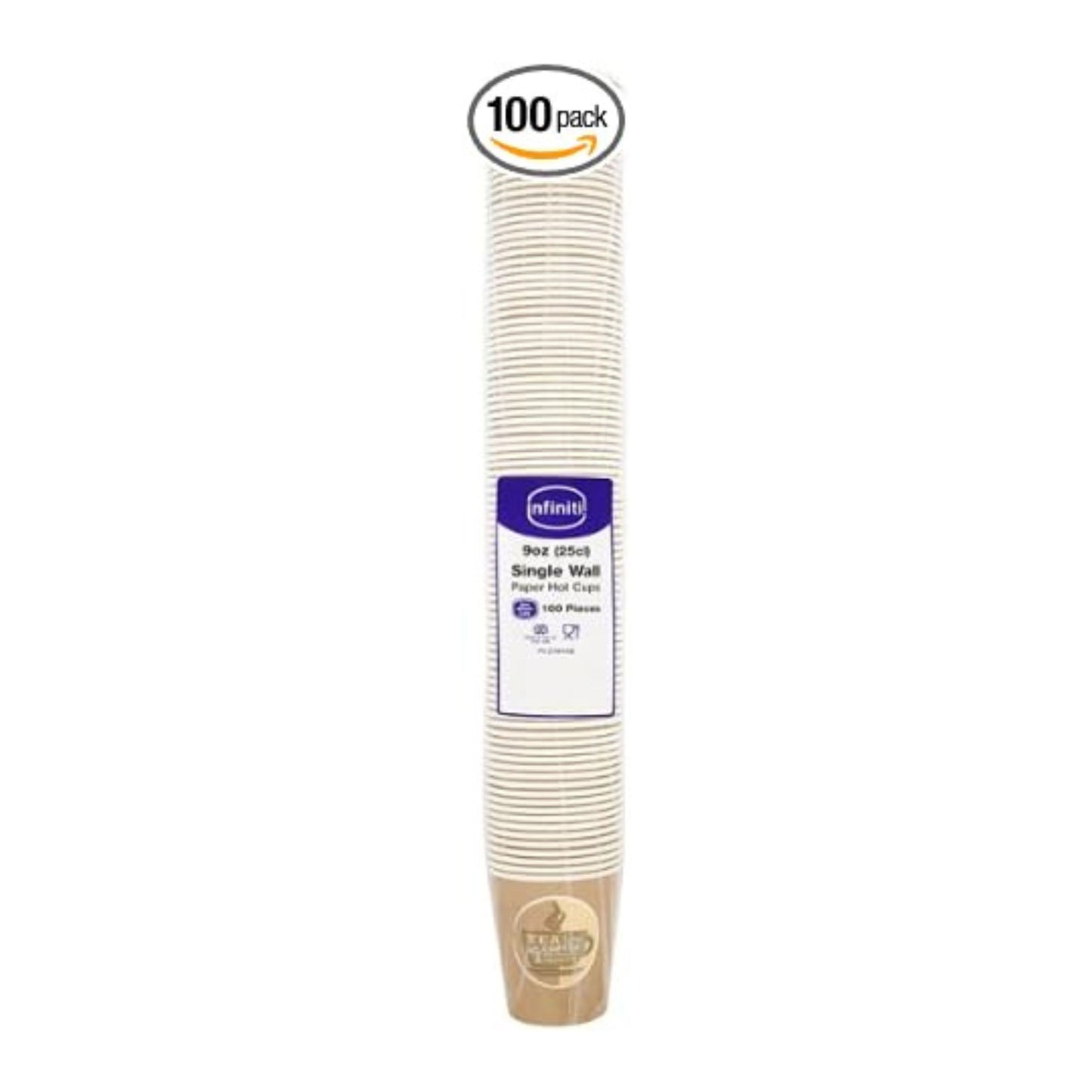 Infiniti Single Wall Paper Hot Cups 9oz 1800 Pieces – 18 x 100pk