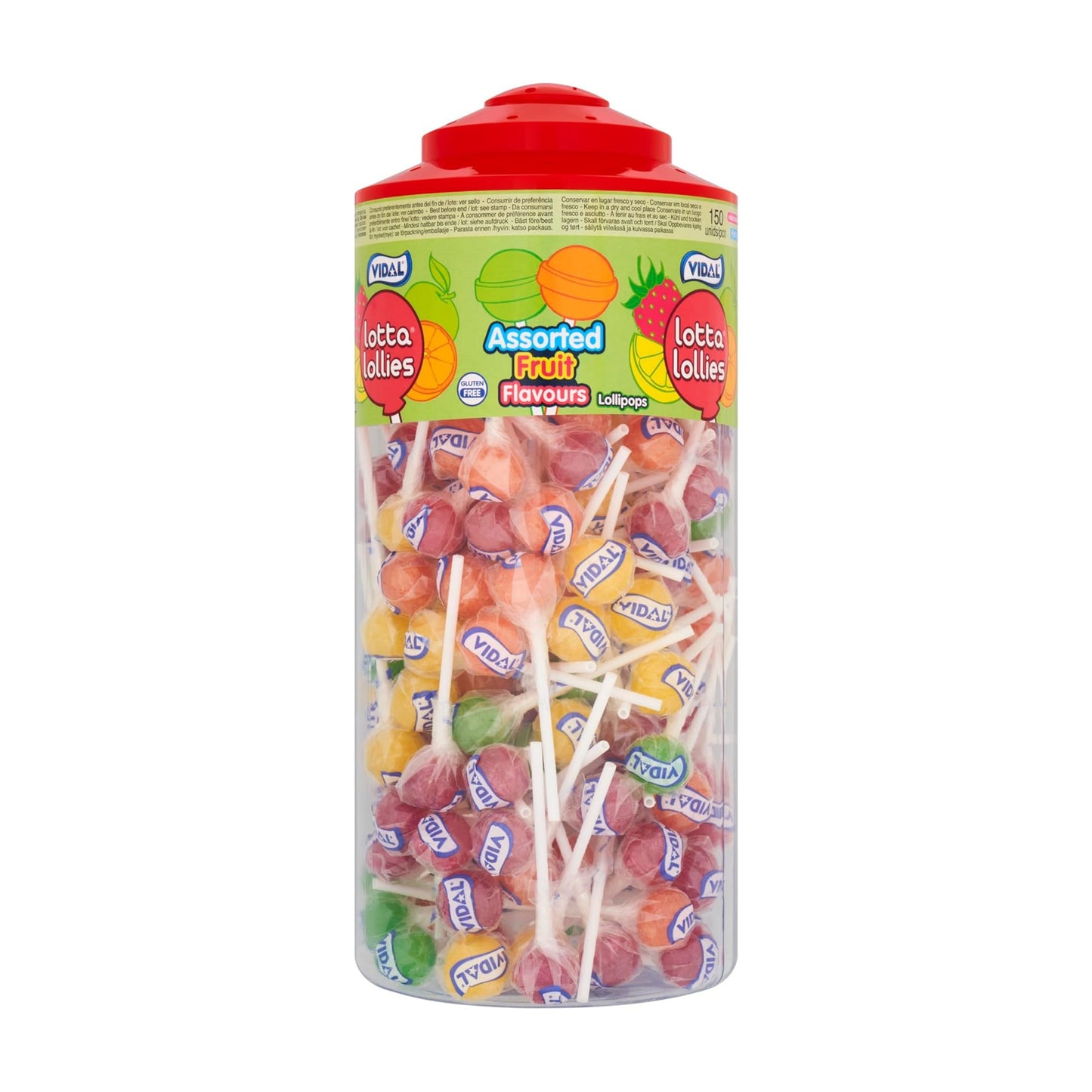 Vidal Lotta Lollies 150 Assorted Fruit Flavours Lollipops – 1 x 150pk