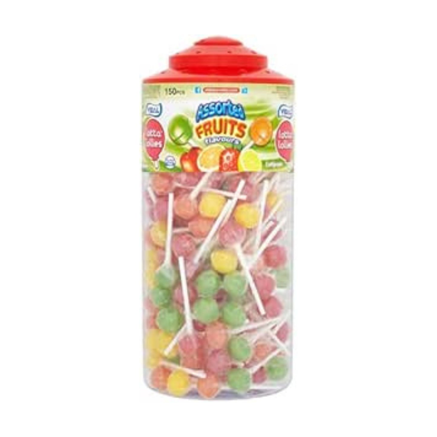 Vidal Lotta Lollies 150 Assorted Fruit Flavours Lollipops – 6 x 150pk