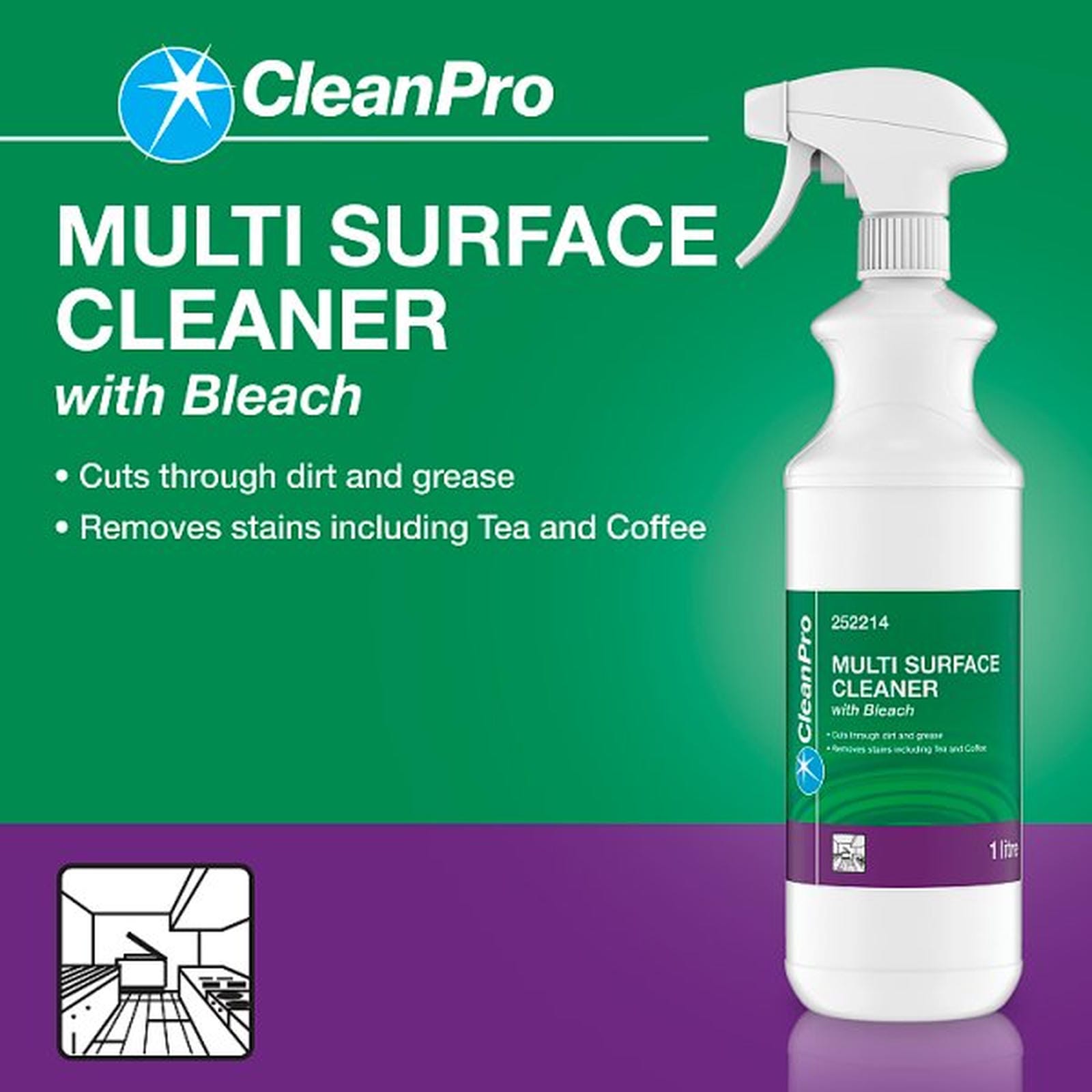 CleanPro Multi Surface Cleaner with Bleach 1 Litre
