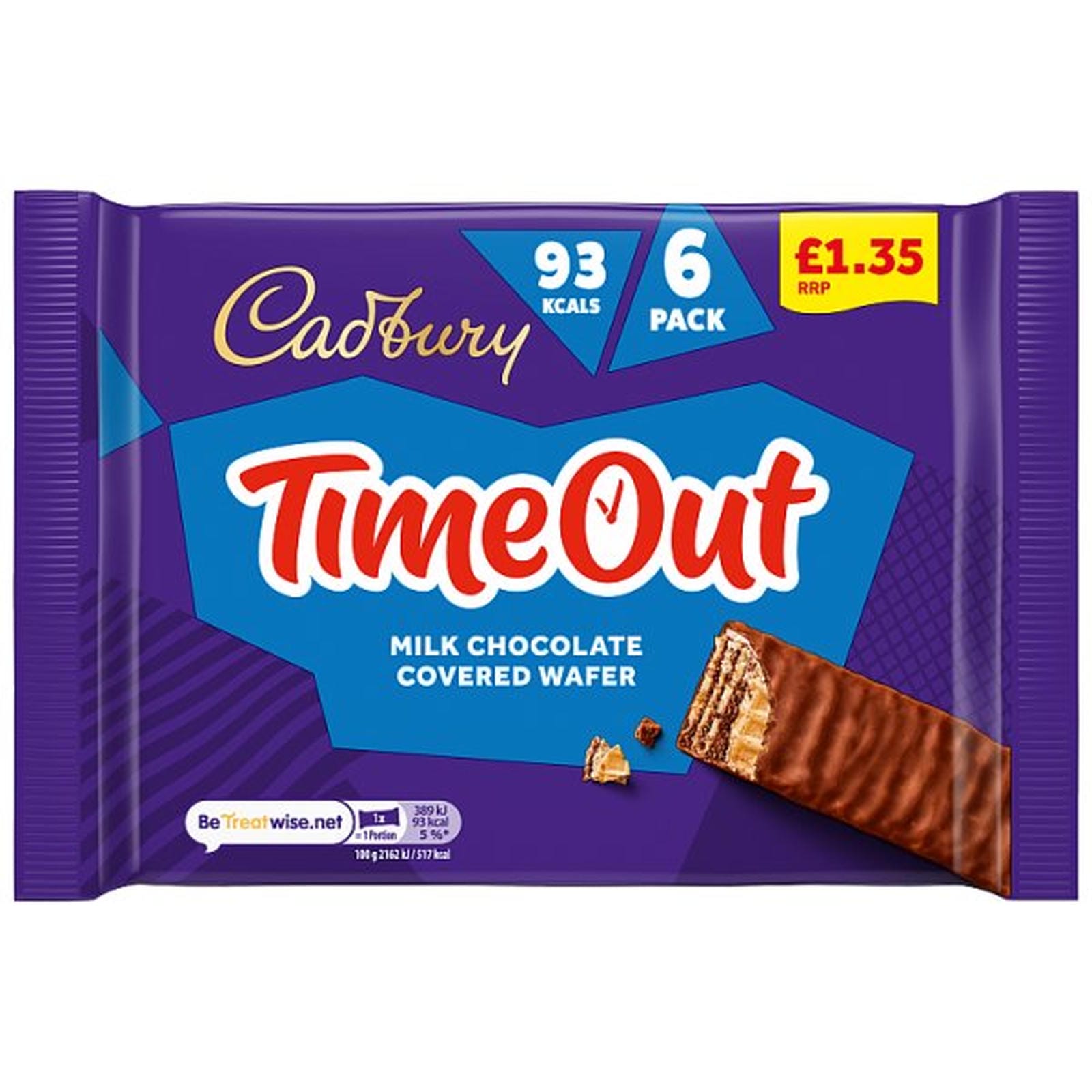 Cadbury Timeout Milk Chocolate Covered Wafer Biscuit Bars Muiltipack 108g (6 x 18g) PMP £1.35