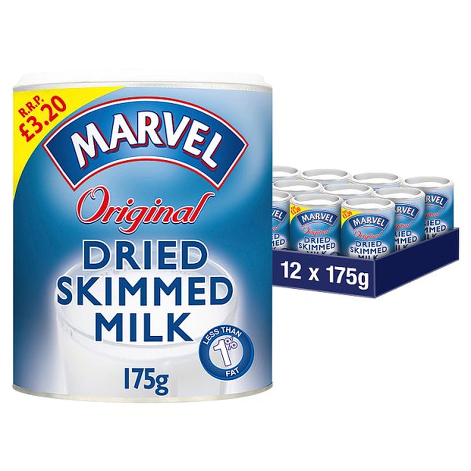 MARVEL Original Dried Skimmed Milk 12 x 175g PMP £3.20