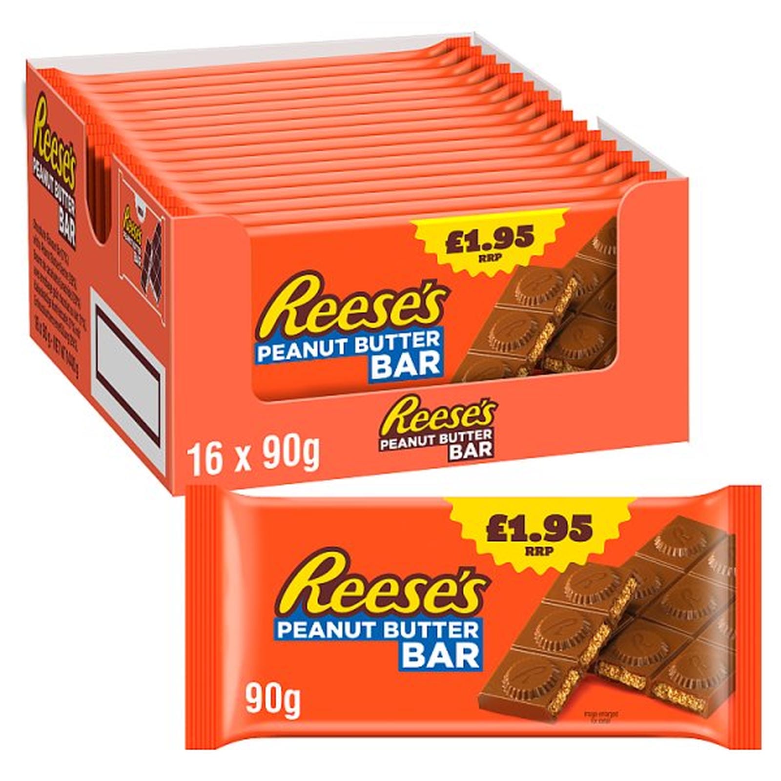 Reese's Peanut Butter and Milk Chocolate Flavour Bar 90g PMP £1.95