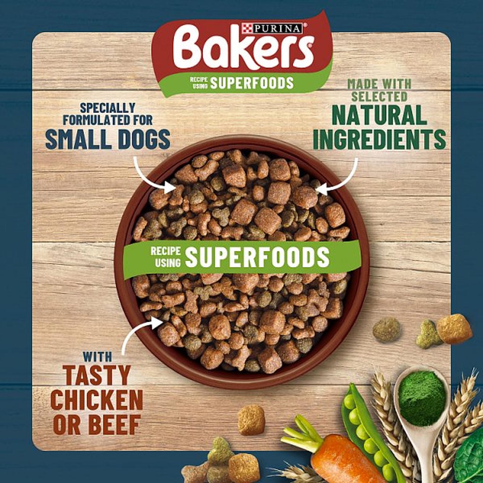 BAKERS Superfoods Small Dog Beef Dry Dog Food 1.1kg PMP