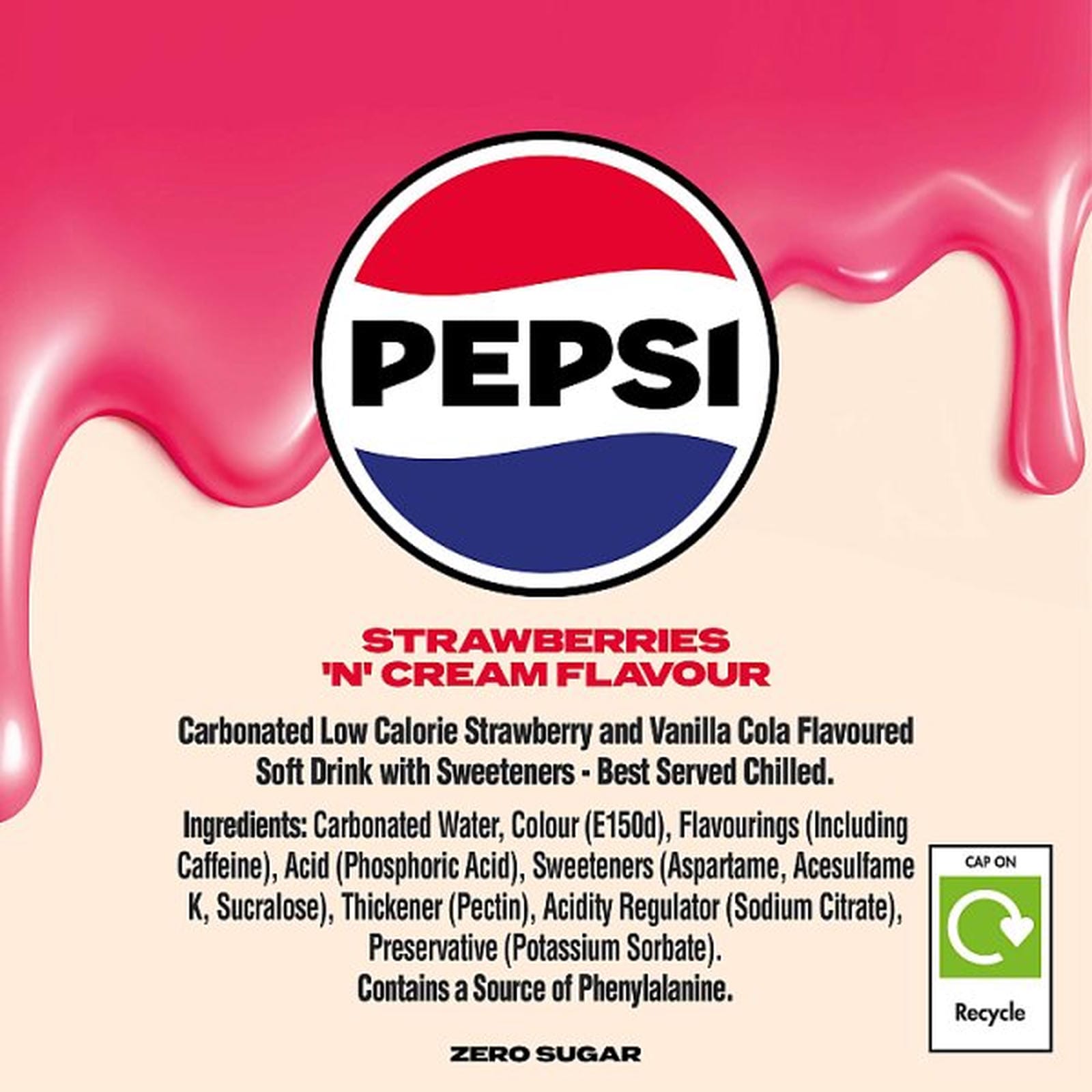Pepsi Strawberries 'N' Cream Flavour Cans 24 x 330ml