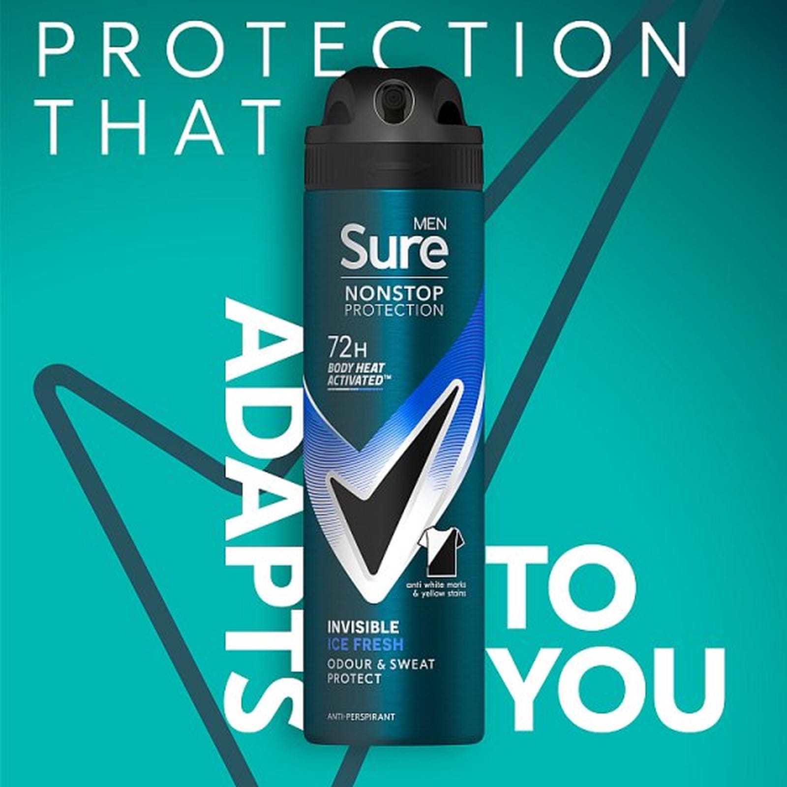 Sure Men Nonstop Protection Anti-Perspirant Aerosol Invisible Ice Fresh 150 ml