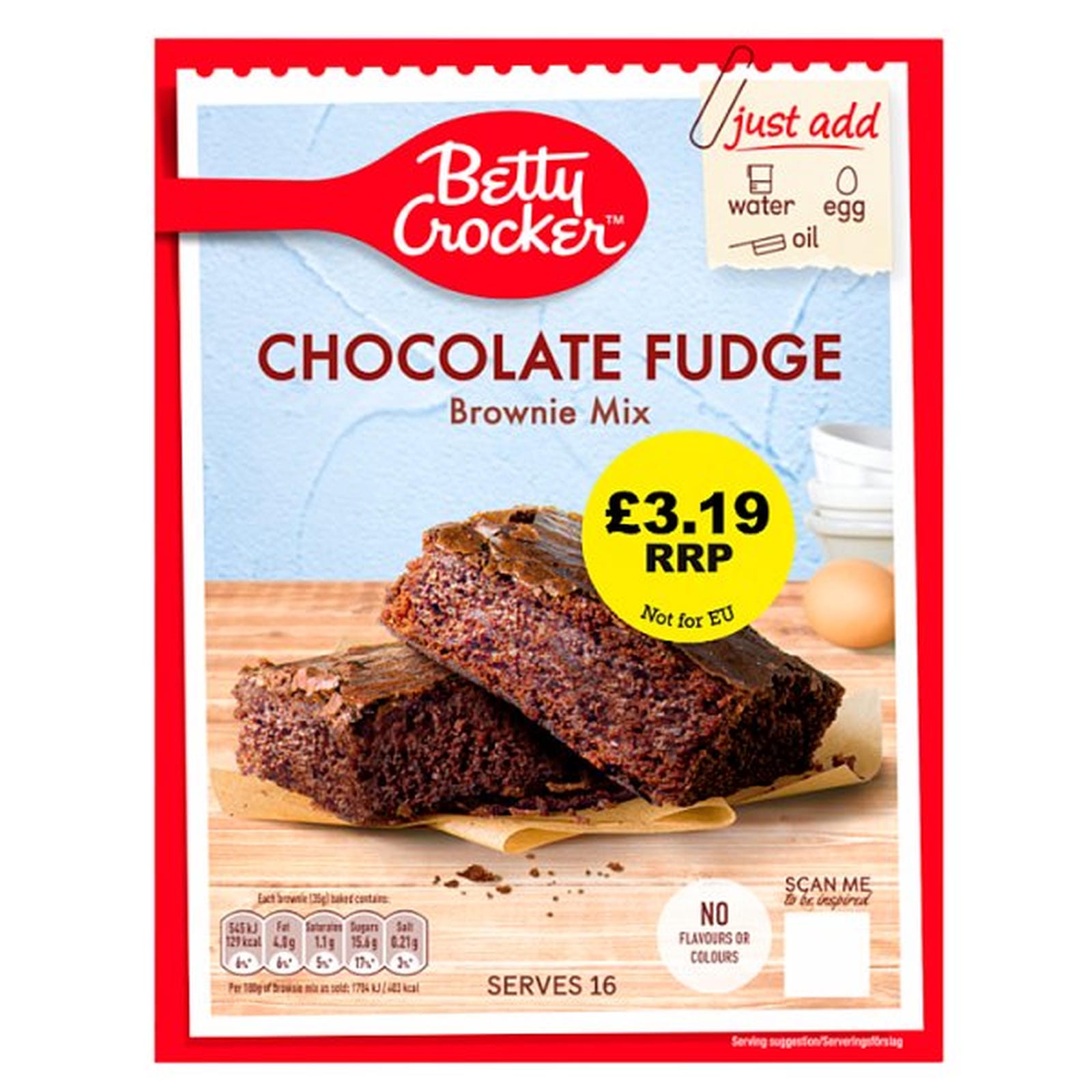 Betty Crocker Chocolate Fudge Brownie Mix 415g- PMP £3.19