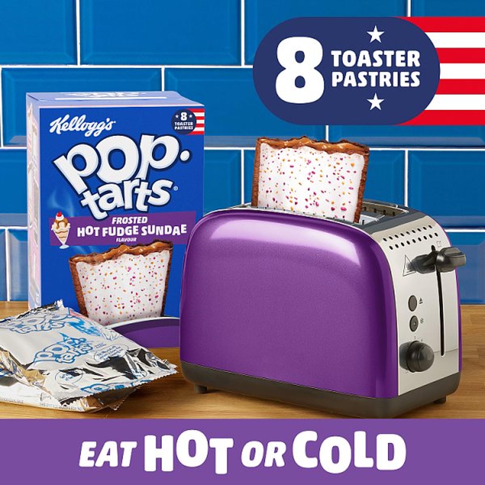 Kellogg's Pop-Tarts Frosted Hot Fudge Sundae Flavour Pastry Snack Slices 8x48g