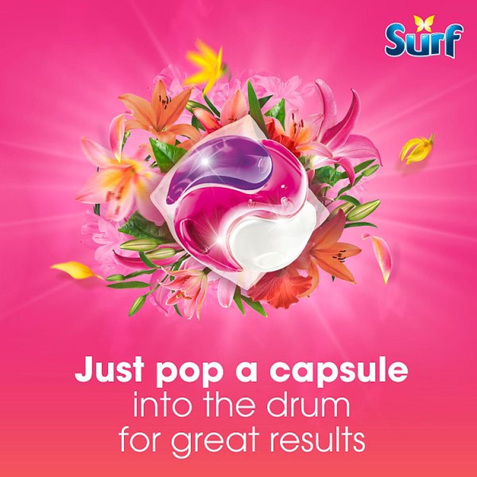 Surf 3 in 1 Laundry Washing Detergent Capsules Tropical Lily 26 washes
