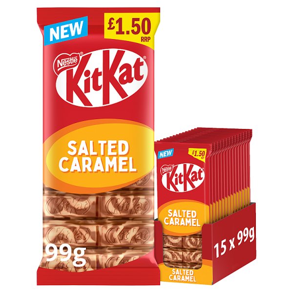 KitKat Salted Caramel Chocolate Sharing Bar 99g PMP £1.50 – 15 x 99g
