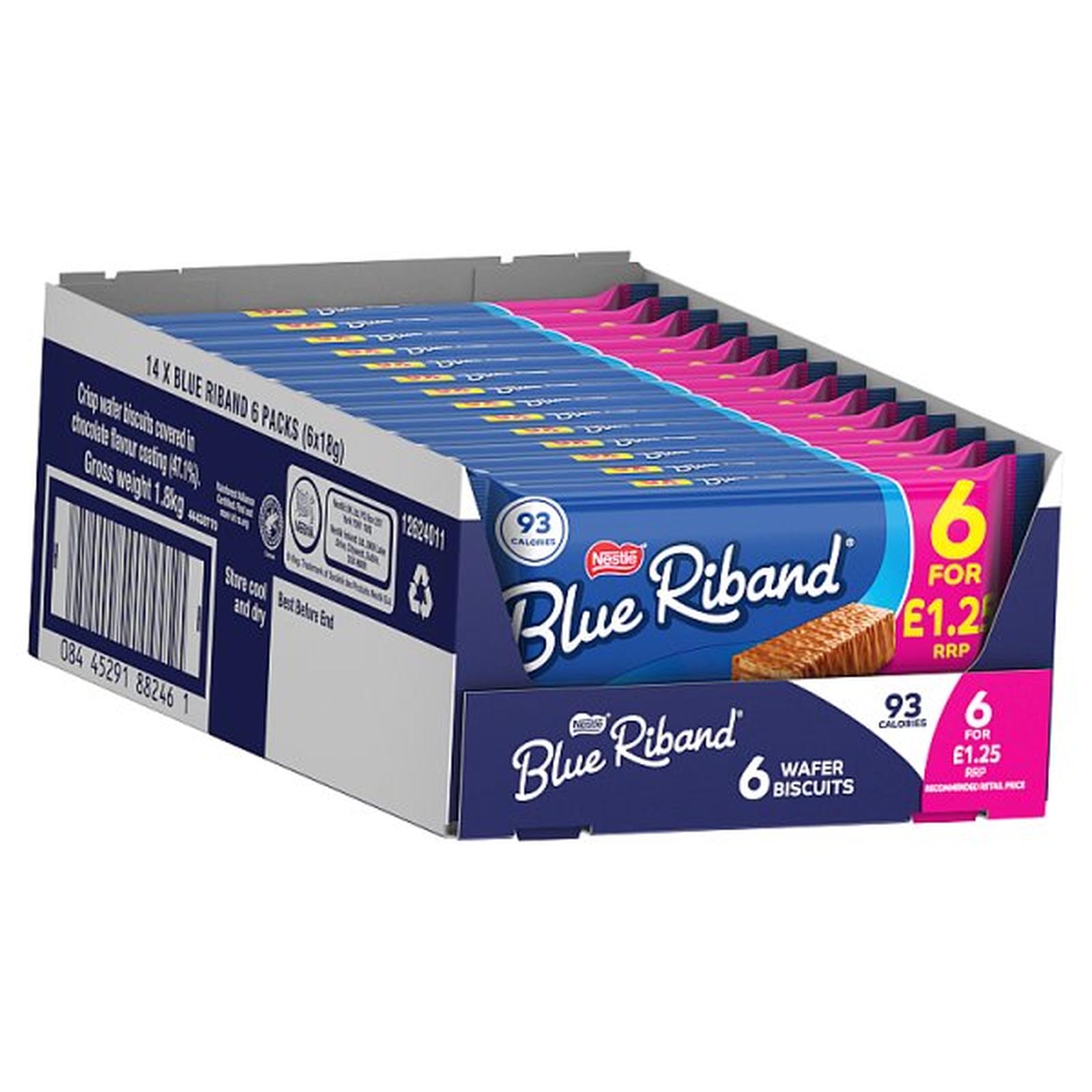 Blue Riband Wafer Biscuit Bar 6 Pack Multipack 108g PMP £1.25