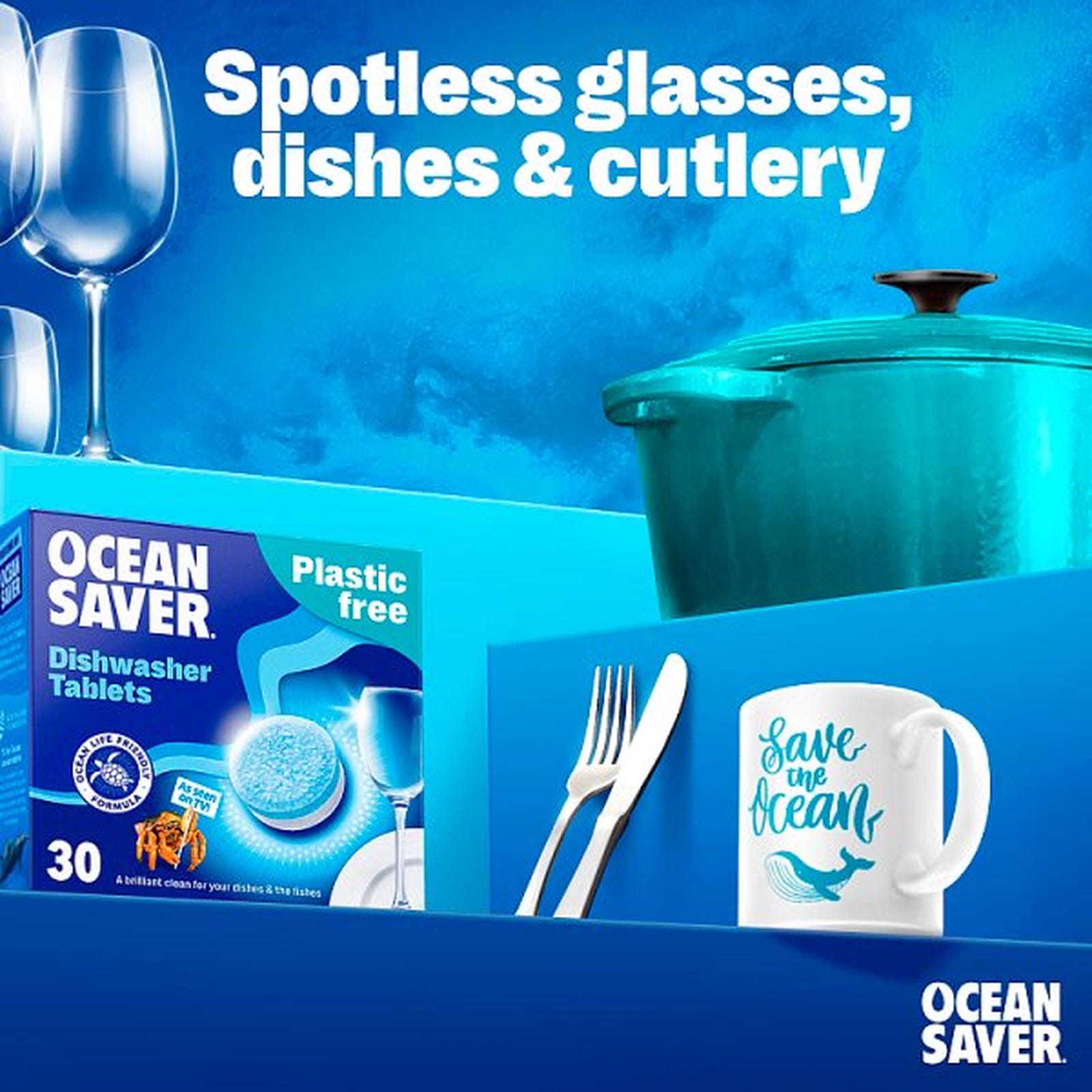 OceanSaver Plastic Free 100 Eco Dishwasher Tablets 1400g