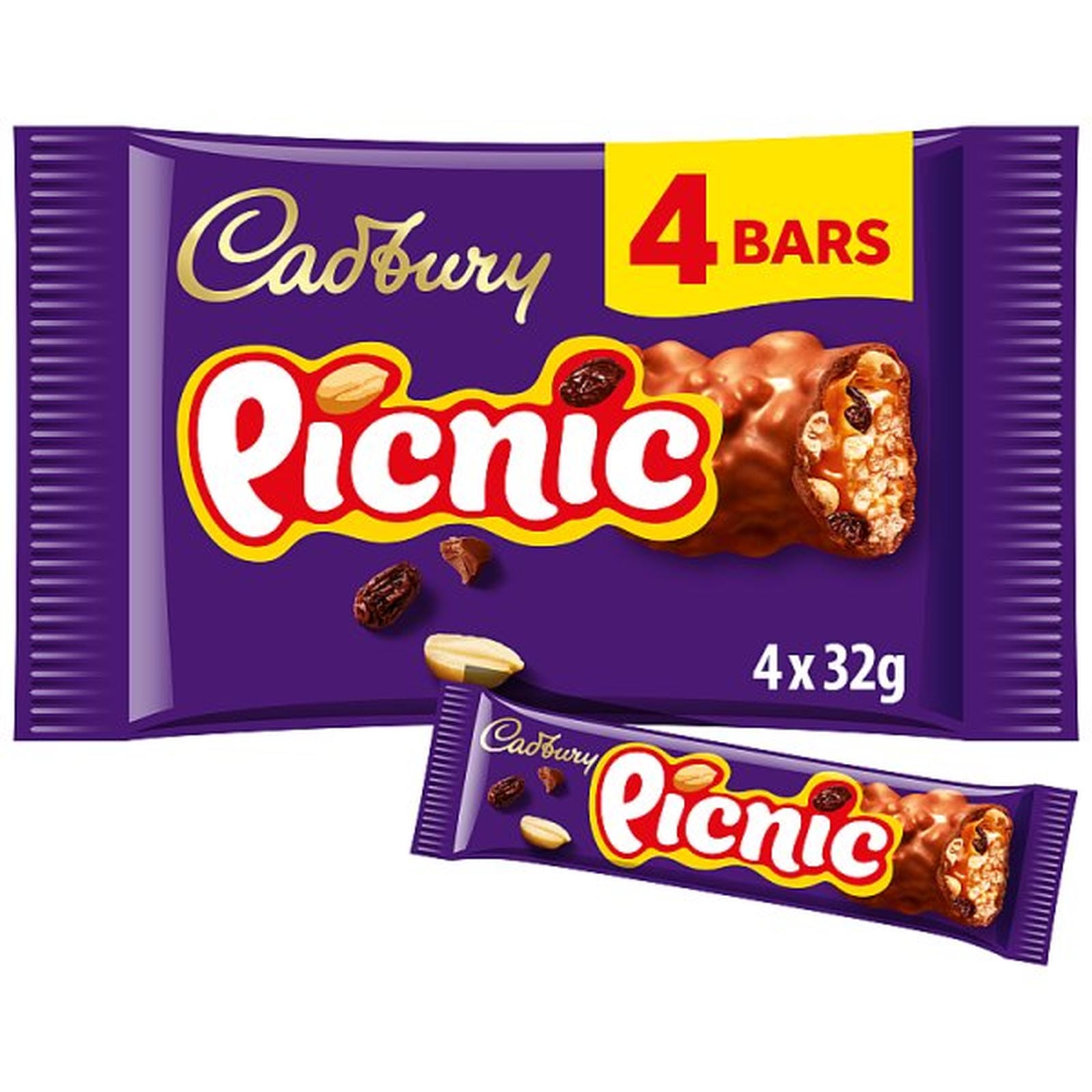Cadbury Picnic Chocolate Bar 4 Pack Multipack 128g (4 x 32g)